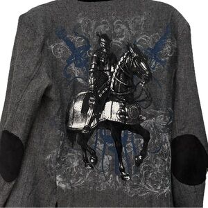 TOKU Blazer Mens XL Herringbone Graphic Blazer Sports Coat Velvet Lined